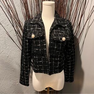 🌸SINCERELY JULES BLACK TWEED CROPPED BLAZER SIZE SMALL🌸